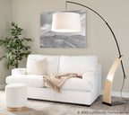 Robyn Floor Lamp - Natural Wood, Black Metal, White Linen