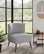 Fran Slipper Chair - Black Metal, Light Grey Sherpa Fabric