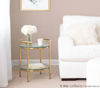Rhonda Side Table - Gold Metal, Clear Glass