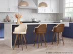 Ahoy 26" Fixed-Height Counter Stool - Walnut Bamboo, Cream PU, Black Metal, Brass Metal