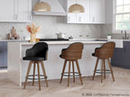 Ahoy 26" Fixed-Height Counter Stool - Walnut Bamboo, Black PU, Black Metal, Brass Metal