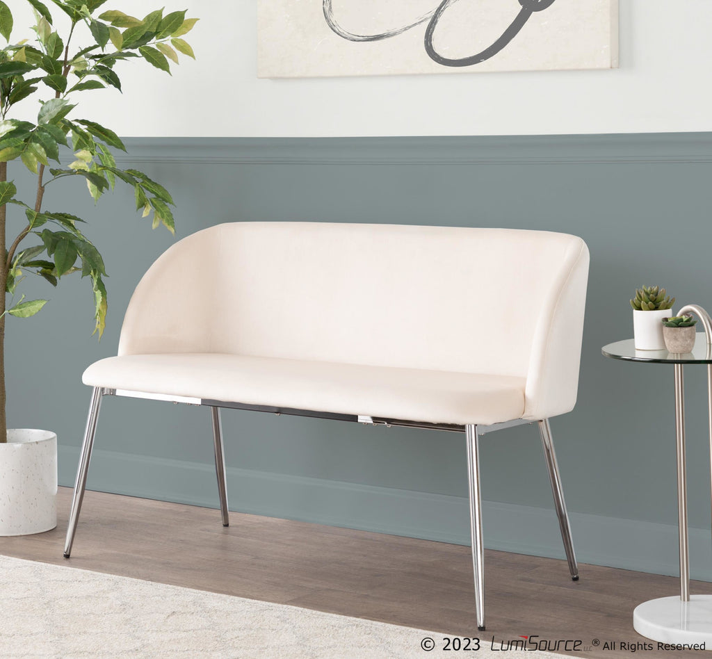 Fran Bench - Chrome Metal, Cream Velvet