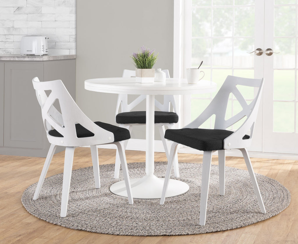 Charlotte Chair - Set of 2 - White Textured Wood, Charcoal Fabric