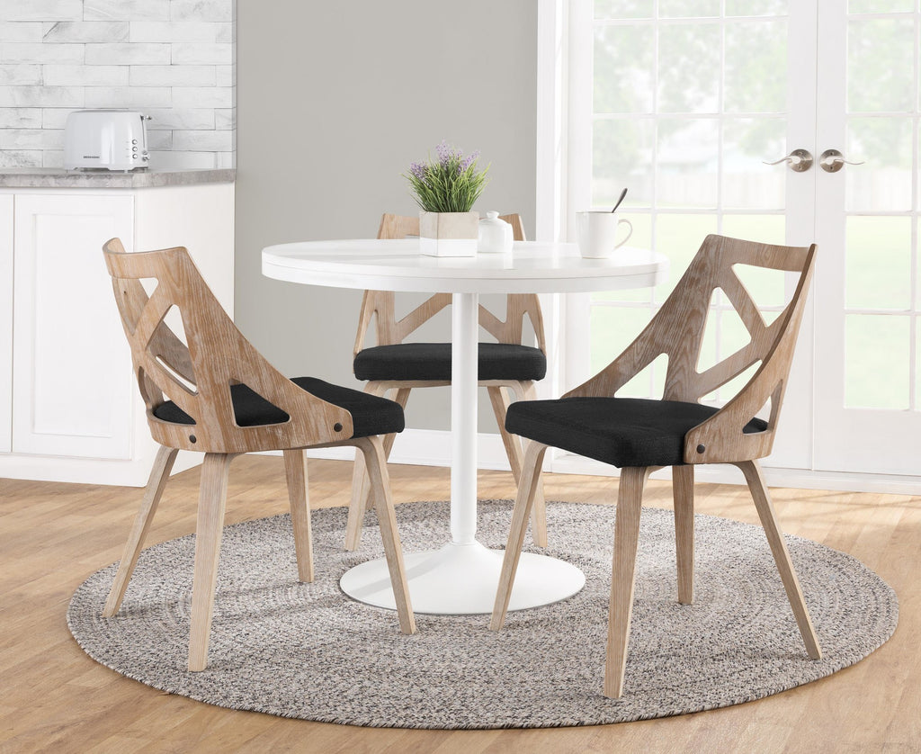Charlotte Chair - Set of 2 - Whitewashed Wood, Charcoal Fabric