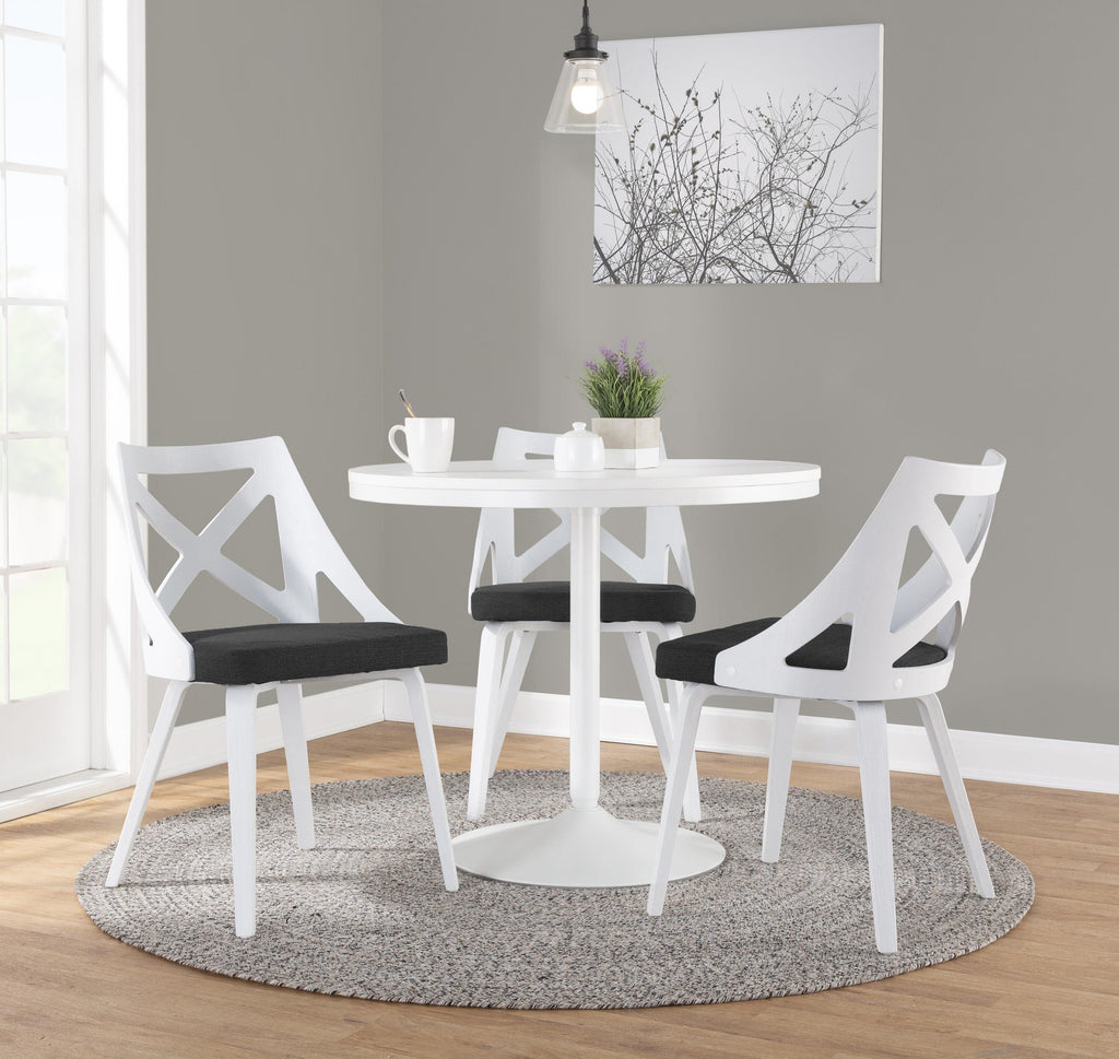 Charlotte Chair - Set of 2 - White Textured Wood, Charcoal Fabric