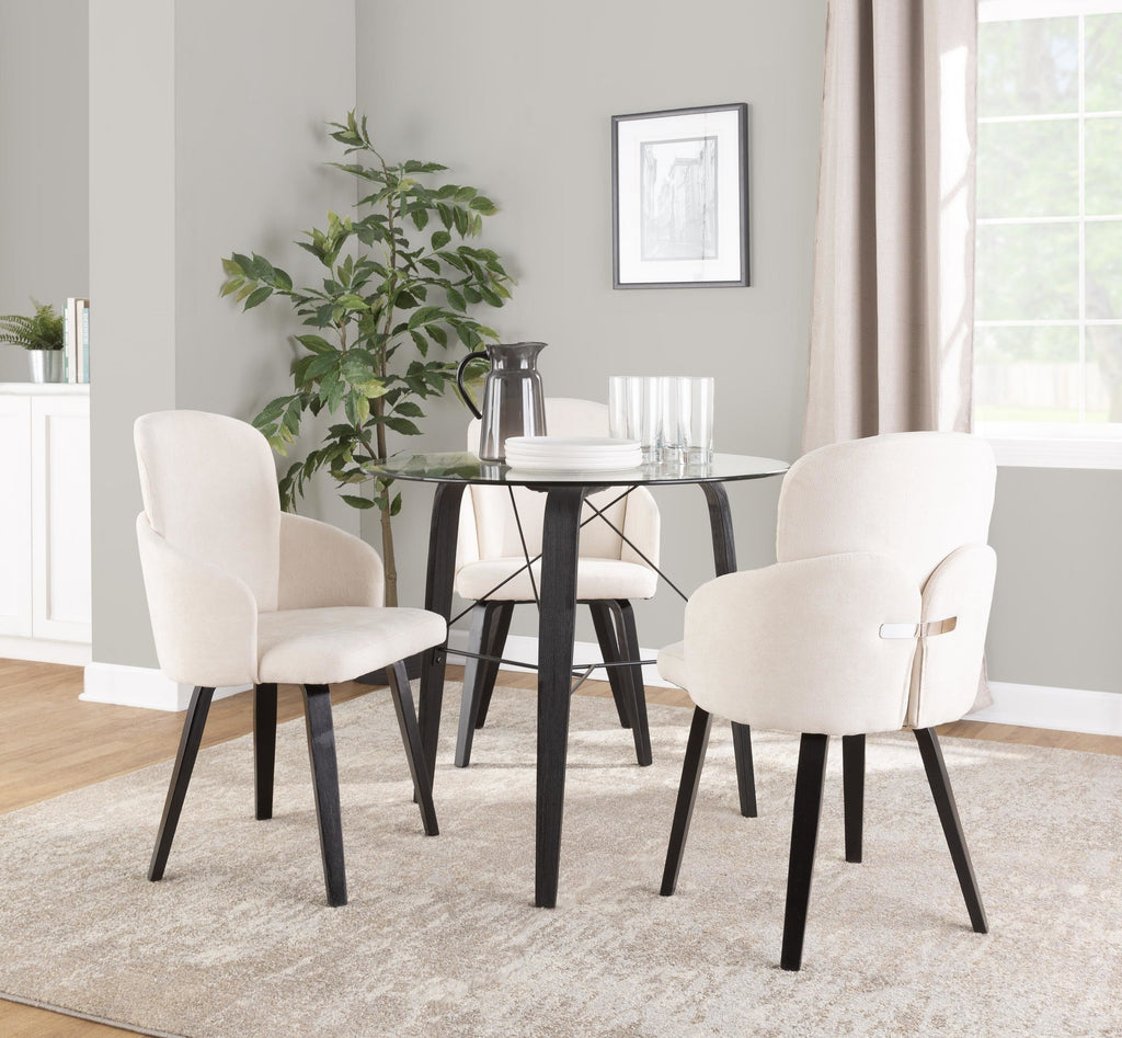 Trilogy Round Dinette Table - Black Wood, Clear Glass
