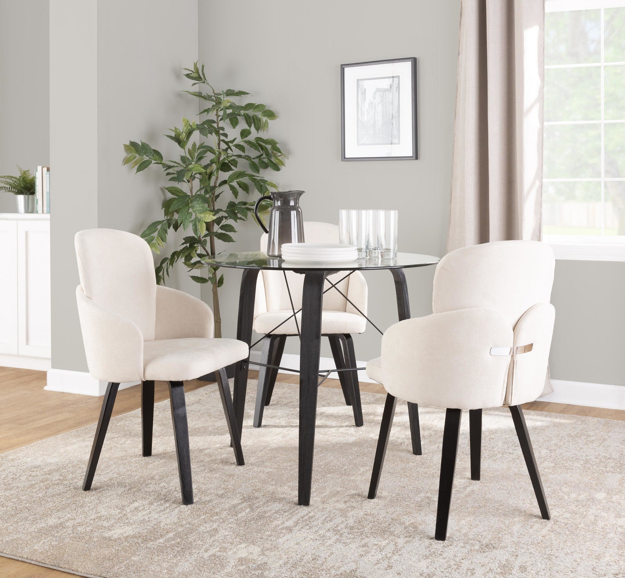 Trilogy Round Dinette Table - Black Wood, Clear Glass