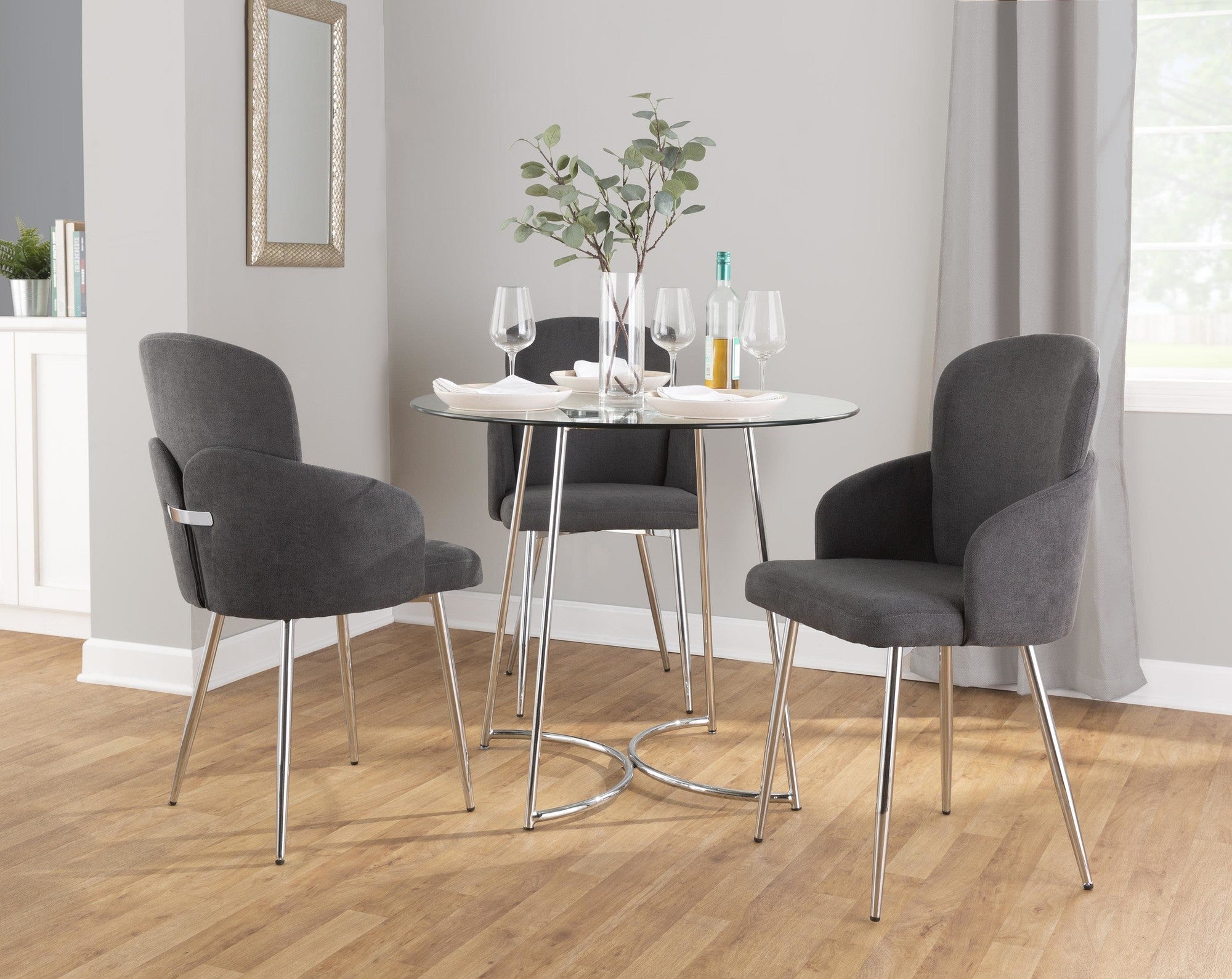 Cece Dinette Table - Chrome, Clear Glass