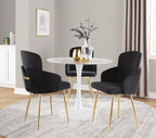 Pebble Mod Table - White Metal, White Marble Veneer