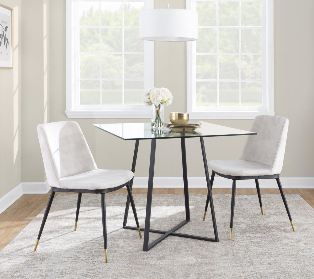 Wanda Chair - Set of 2 - Black Metal, Gold Metal, Beige Velvet