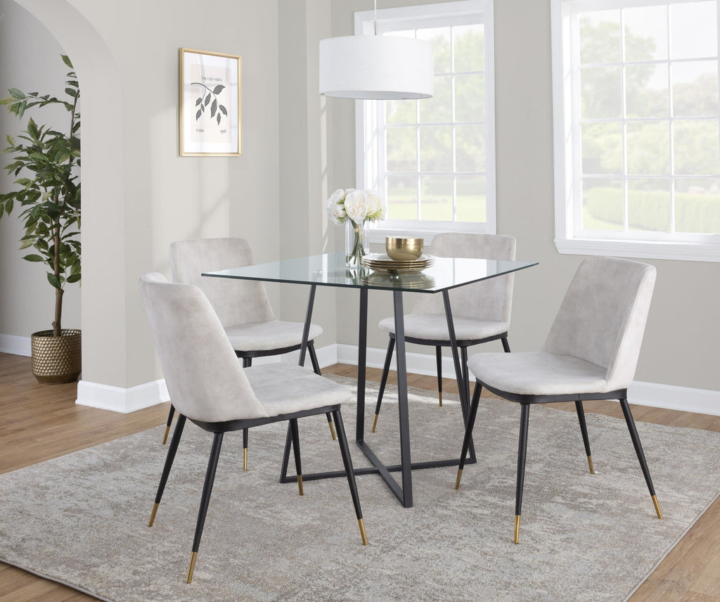 Wanda Chair - Set of 2 - Black Metal, Gold Metal, Beige Velvet