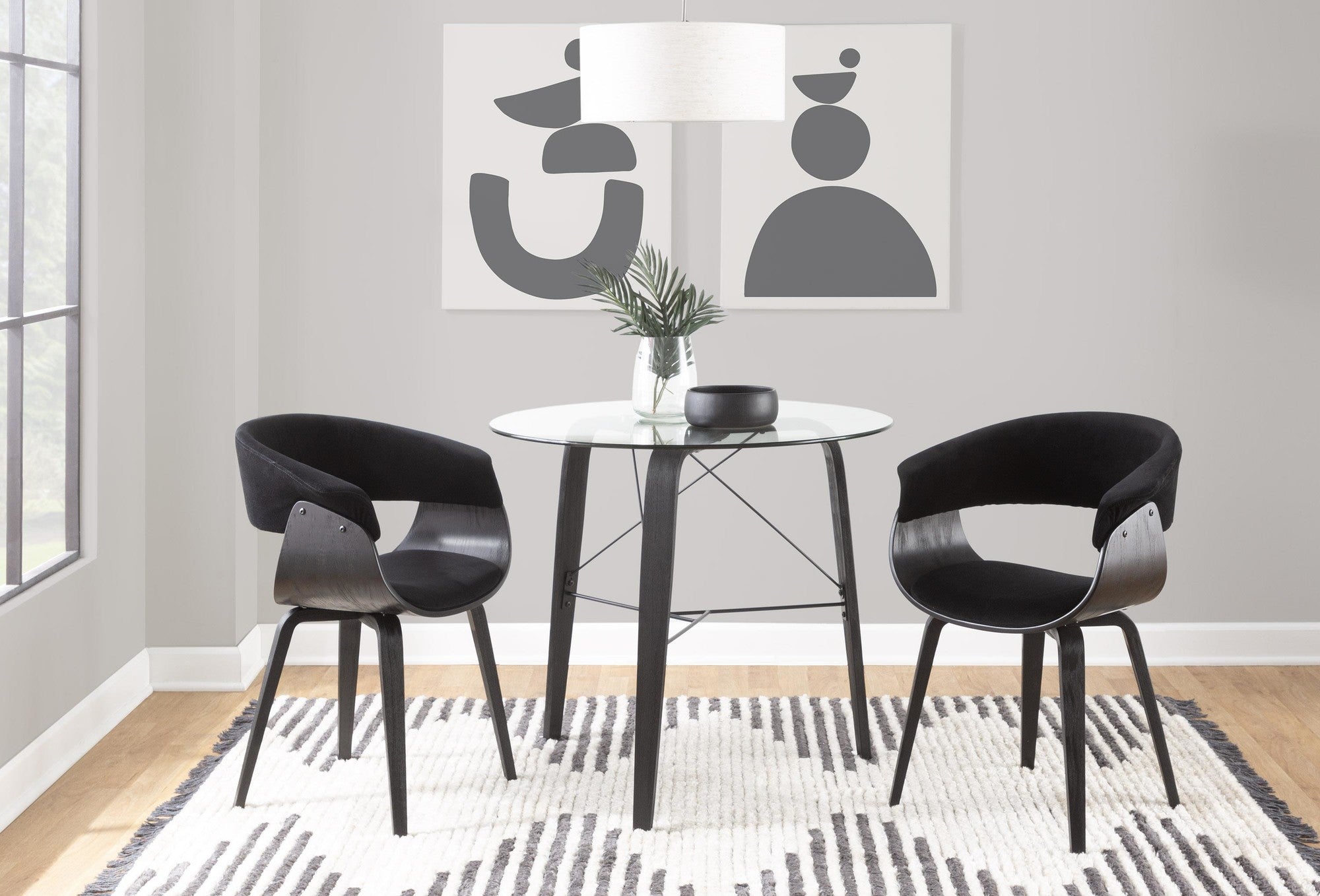 Trilogy Round Dinette Table - Black Wood, Clear Glass