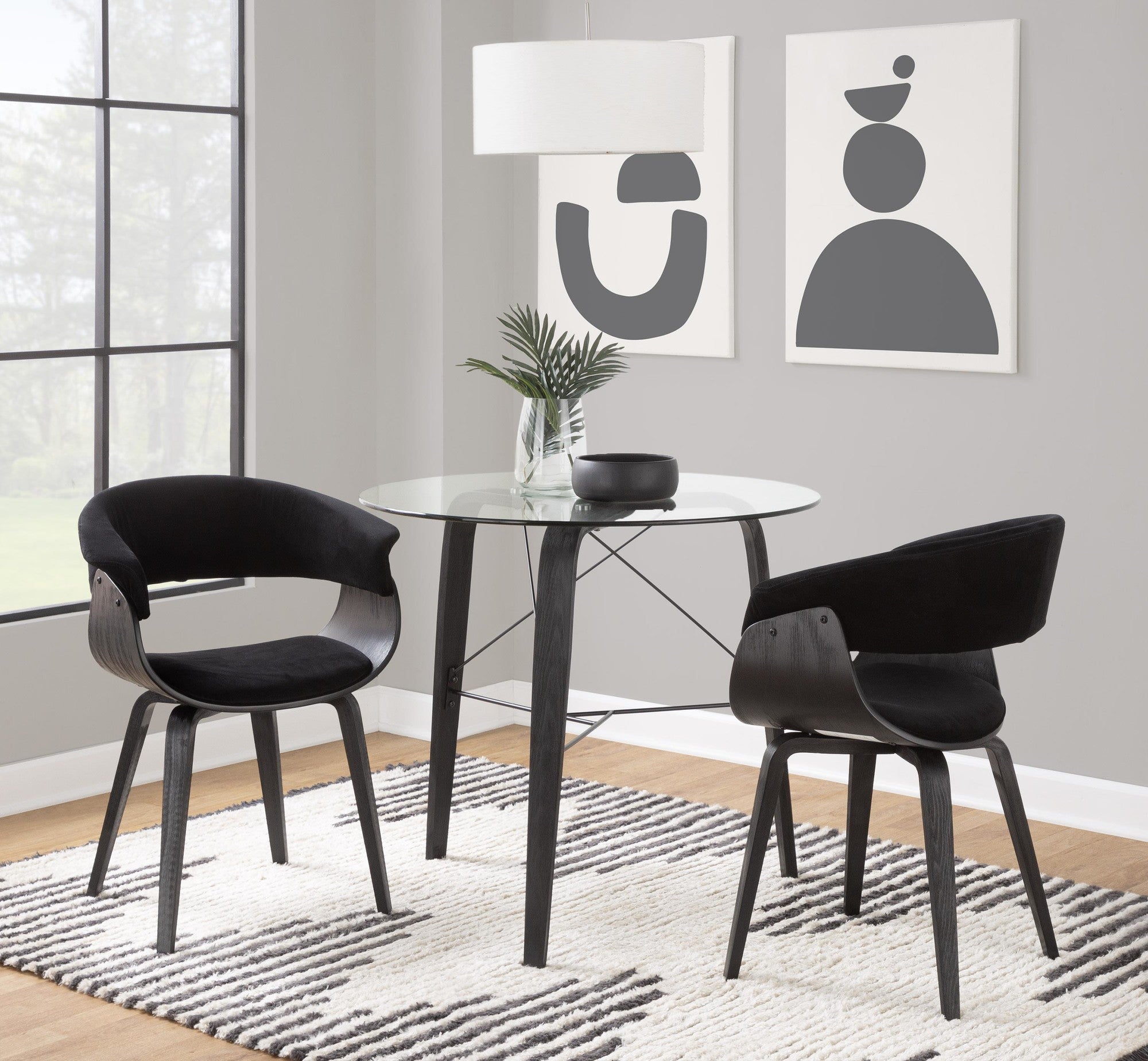 Trilogy Round Dinette Table - Black Wood, Clear Glass
