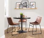 Duke Side Chair - Set of 2 - Black Steel, Cognac PU