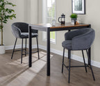 Ashland Counter Stool - Set of 2 - Black Steel, Charcoal Fabric