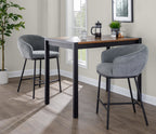 Ashland Counter Stool - Set of 2 - Black Steel, Grey Fabric