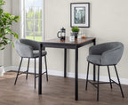 Ashland Counter Stool - Set of 2 - Black Steel, Grey Fabric