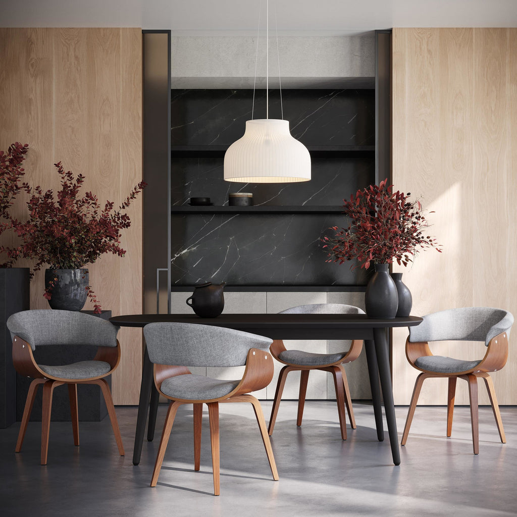Vintage Mod Chair - Walnut Wood, Light Grey Fabric