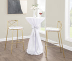 Modern Charlotte 30" Fixed-Height Barstool - Set of 2 - Gold Metal, White PU