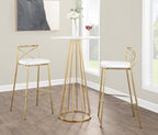 Modern Charlotte 30" Fixed-Height Barstool - Set of 2 - Gold Metal, White PU