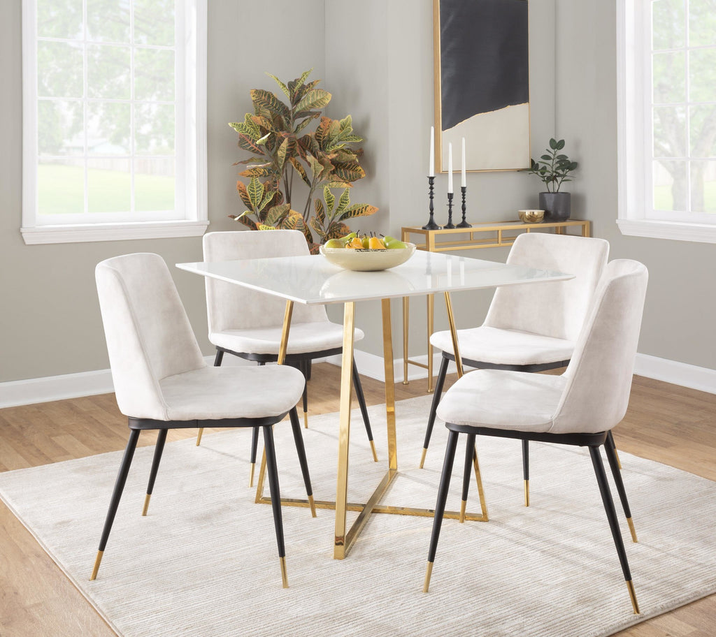 Wanda Chair - Set of 2 - Black Metal, Gold Metal, Beige Velvet