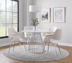 Vintage Flair Chair - Set of 2 - Chrome Metal, Cream Velvet