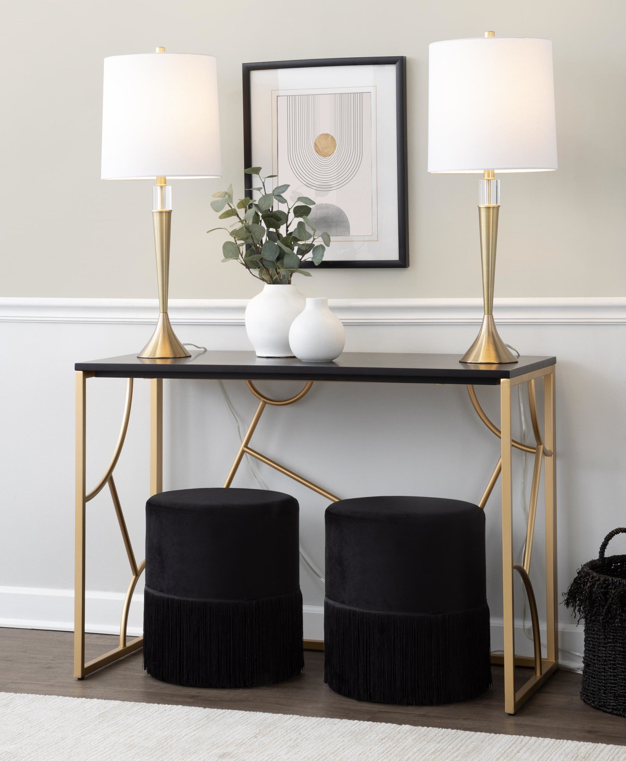 Constellation Desk - Gold Metal, Black MDF
