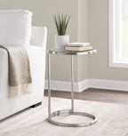 Round Zenn End Table - Stainless Steel, Clear Glass