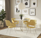 Vintage Flair Chair - Set of 2 - Chrome Metal, Yellow Fabric