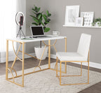 Constellation Desk - Gold Metal, White MDF