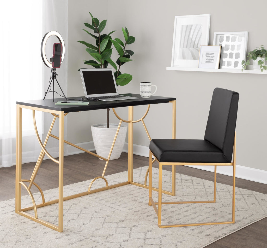 Constellation Desk - Gold Metal, Black MDF