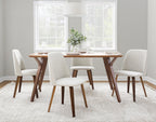 Toriano Dining Chair - Set of 2 - Walnut Wood, Beige Fabric