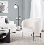 Chloe Accent Chair - Black Metal, White Sherpa