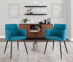 Andrew Chair - Set of 2 - Black Metal, Teal Fabric