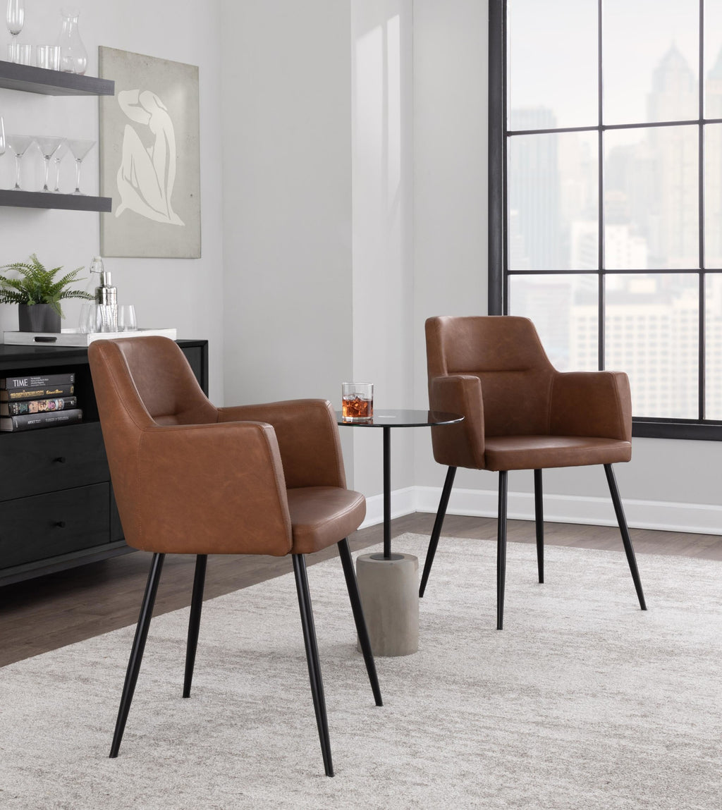 Andrew Chair - Set of 2 - Black Steel, Camel PU
