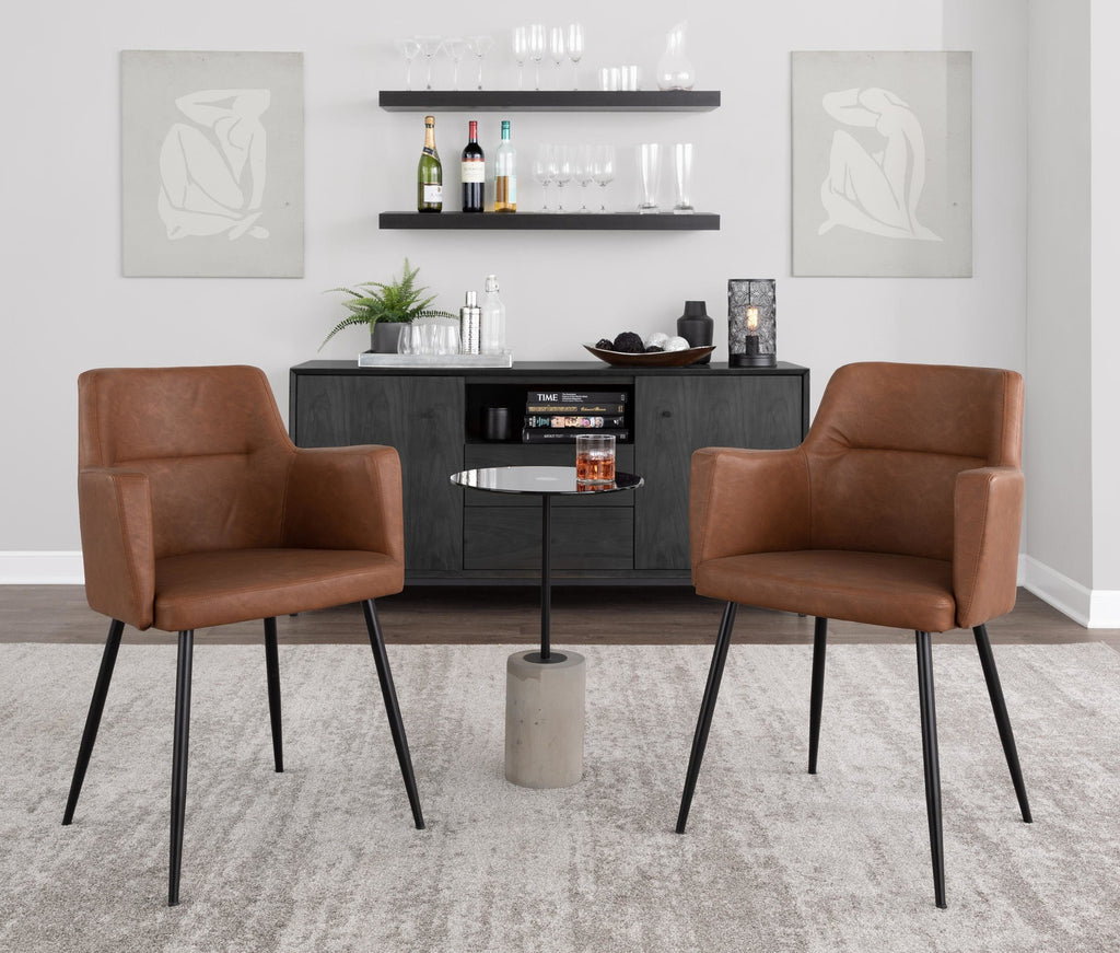 Andrew Chair - Set of 2 - Black Steel, Camel PU