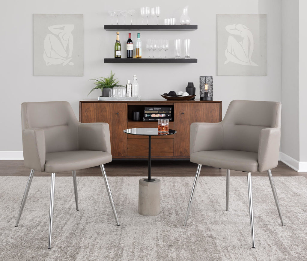 Andrew Chair - Set of 2 - Chrome, Grey PU