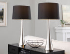 Diana 29" Metal Table Lamp - Set of 2 - Polished Nickel, Black Satin