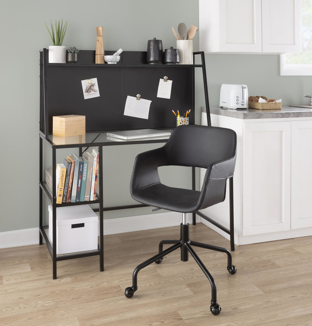 Margarite Adjustable Office Chair - Black Metal, Black PU