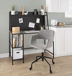 Geo Tier Desk - Black Metal, Clear Glass