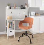 Margarite Adjustable Office Chair - Black Metal, Orange Fabric