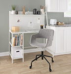Margarite Adjustable Office Chair - Black Metal, Grey Fabric