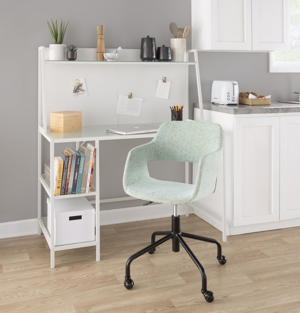 Margarite Adjustable Office Chair - Black Metal, Light Green Fabric