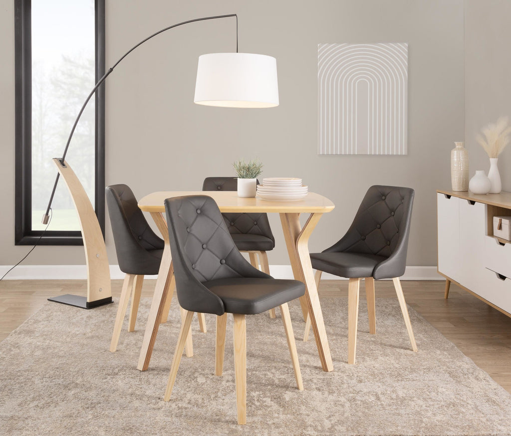Robyn Floor Lamp - Natural Wood, Black Metal, White Linen