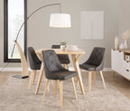 Robyn Floor Lamp - Natural Wood, Black Metal, White Linen