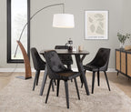 Robyn Floor Lamp - Walnut Wood, Black Metal, White Linen
