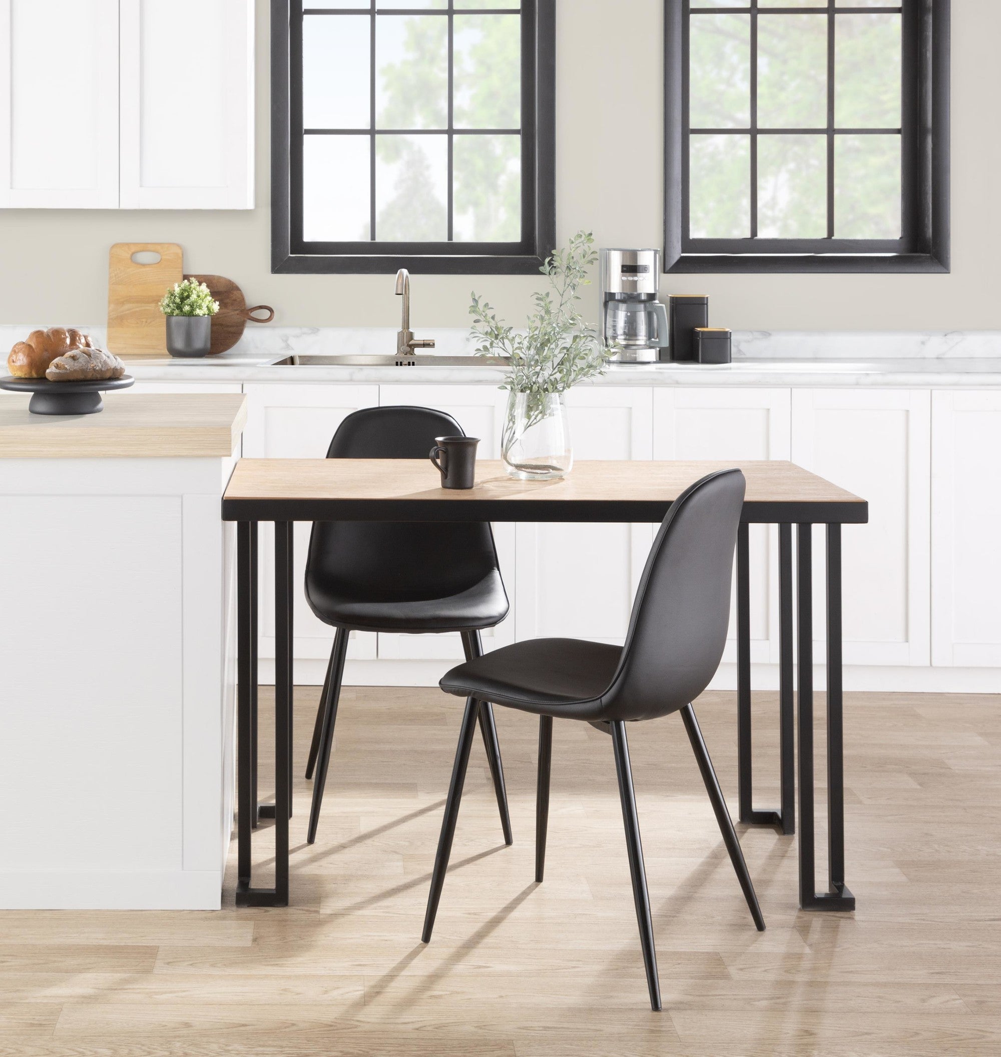 Roman Desk - Black Steel, Natural Wood