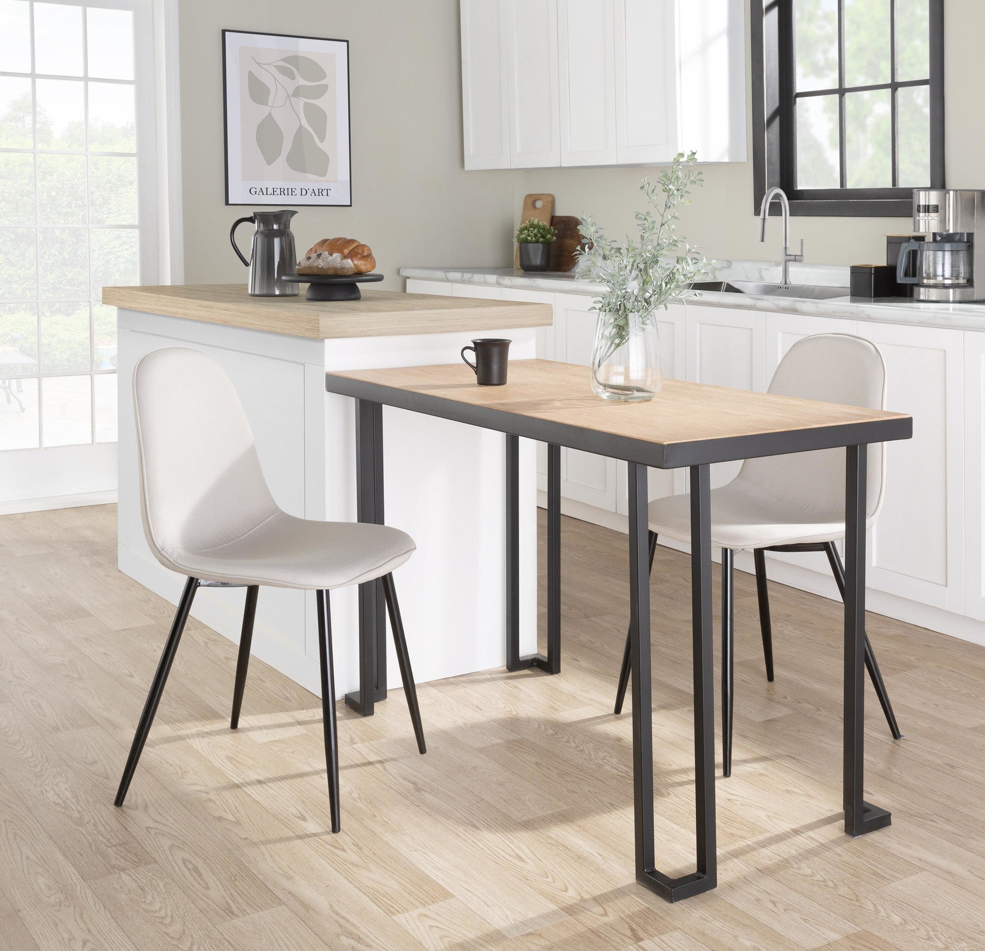 Roman Desk - Black Steel, Natural Wood