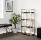 Constellation Bookcase - Gold Metal, Black MDF