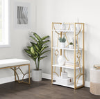 Constellation Bookcase - Gold Metal, White MDF